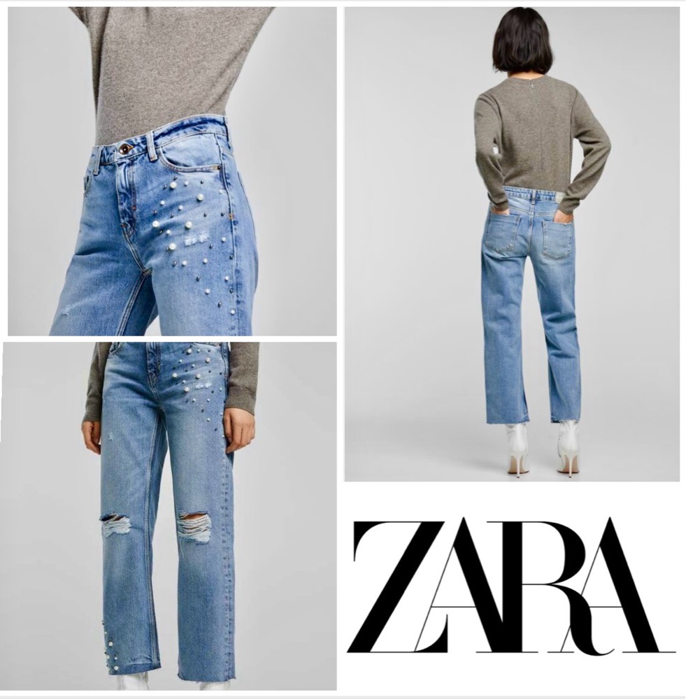 Jean zara boyfriend avec perles💙profitez des promos dabchy