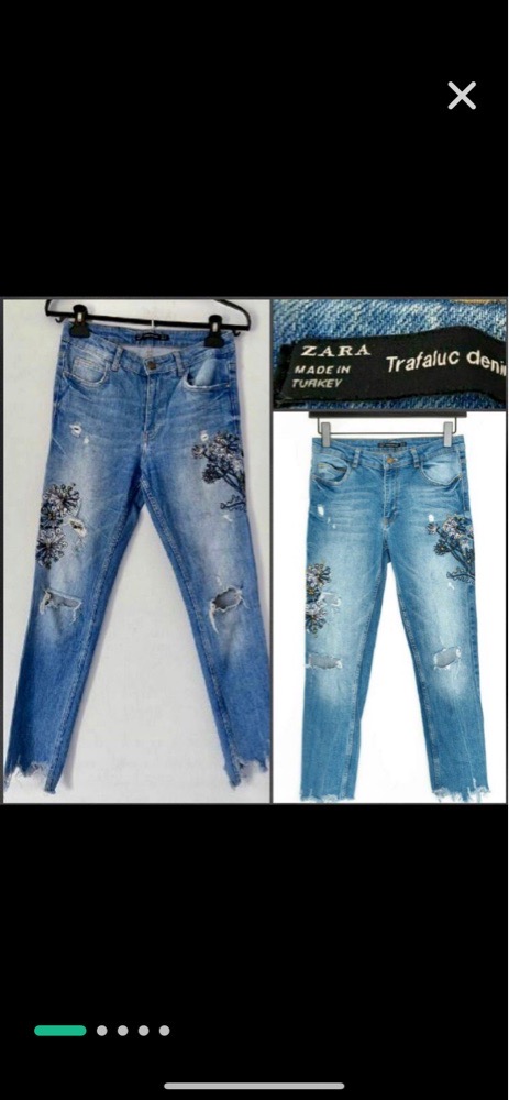 Magnifique jean Zara brodé, déchiré, effiloche tt neuf🌸profitez de la remise du mercredi 