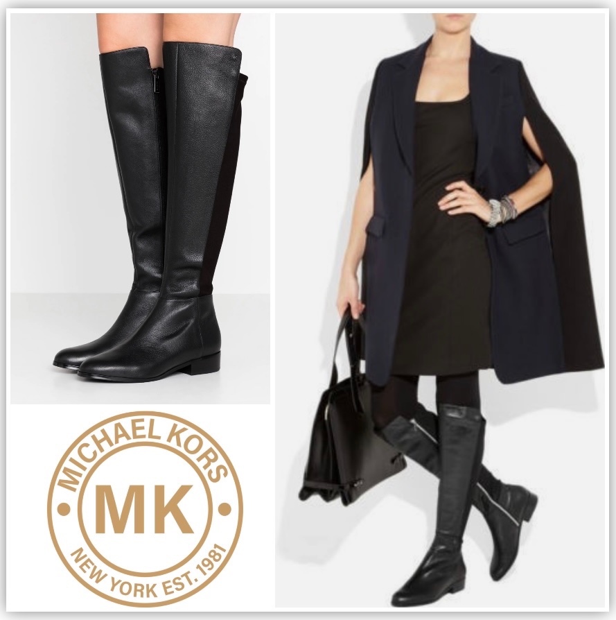 Superbe cuissardes authentiques en cuir et tissu extensible signées Michael Kors avec un design élégant 