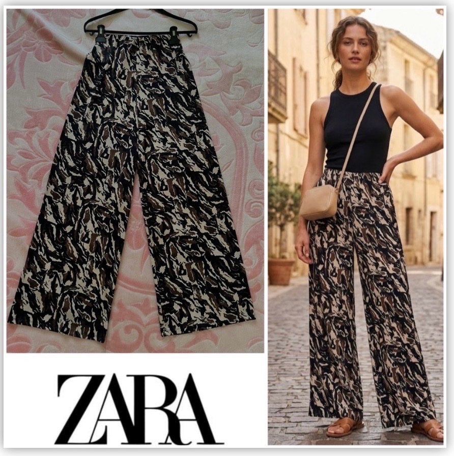 Pantalon Palazzo imprime camouflage 🖤🤎profitez des promos dabchy