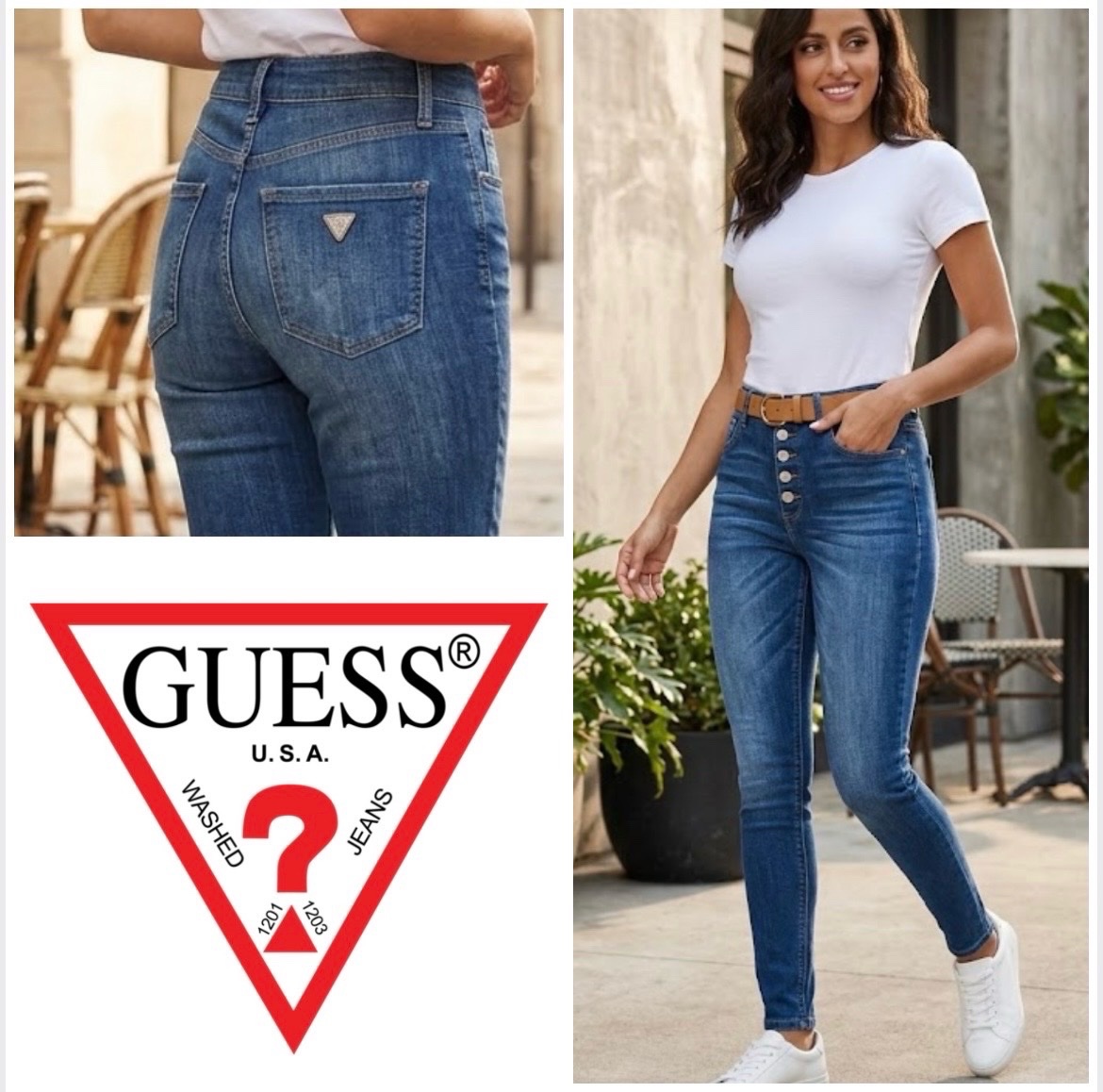 Jean Guess coupe skinny boutons apparents état neuf🌸🌸