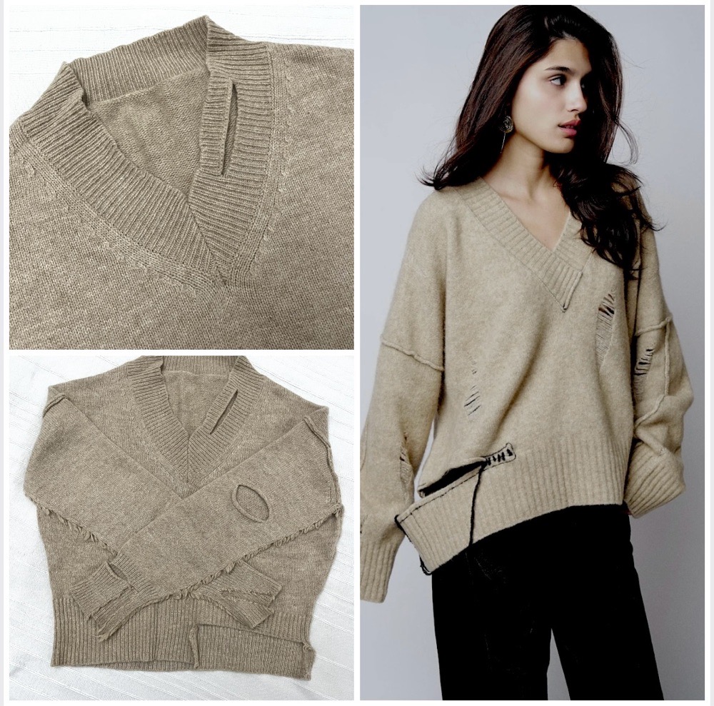  Pull déchiré en mailles,  jupevendue très original🌼profitez des promos dabchy🌼