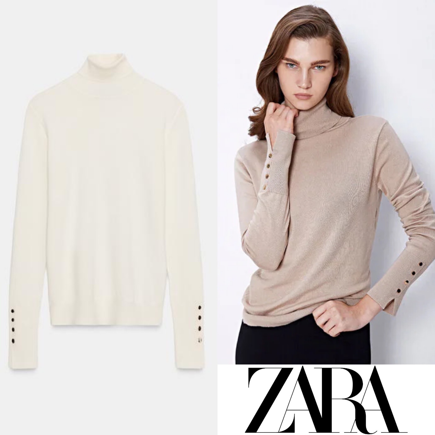 Pull zara col montant avec boutons dorés