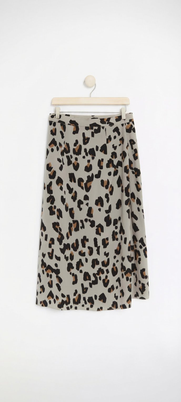 Jupe court beige léopard print