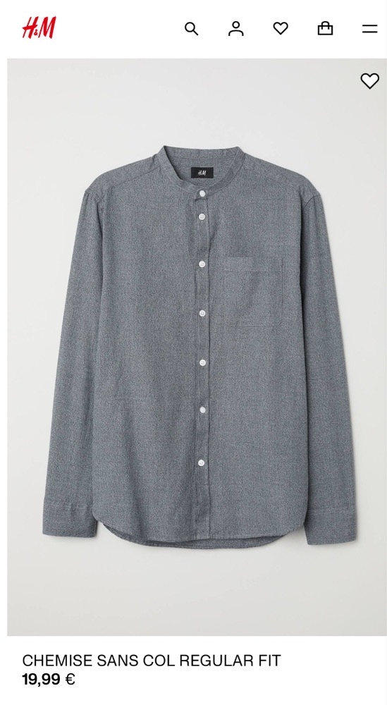 Chemise sans col 
