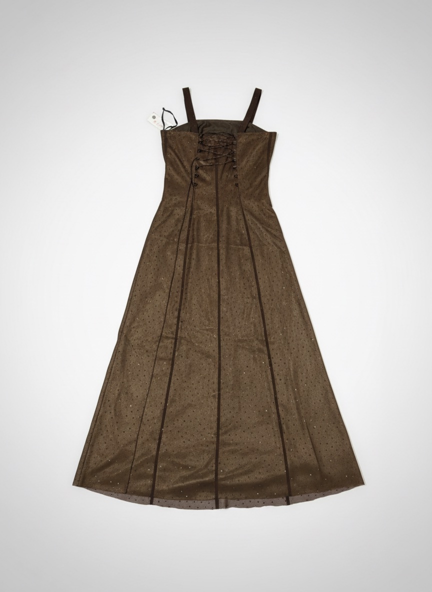 Robe soirée  longue marron jamais portée avec etiquette