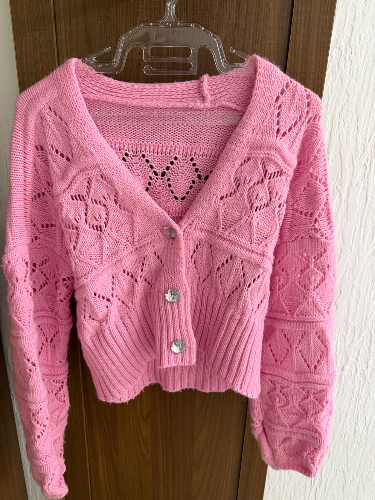 Gilet en maille rose 