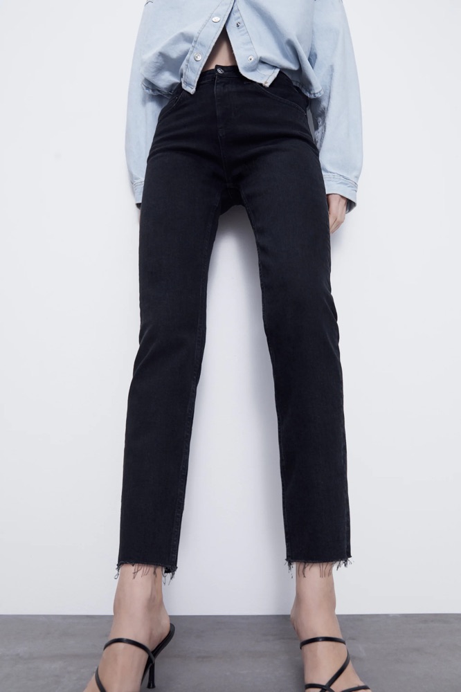 Pantalon Zara Simili Cuir – Noir – Taille 34 – Coupe Droite – Marine