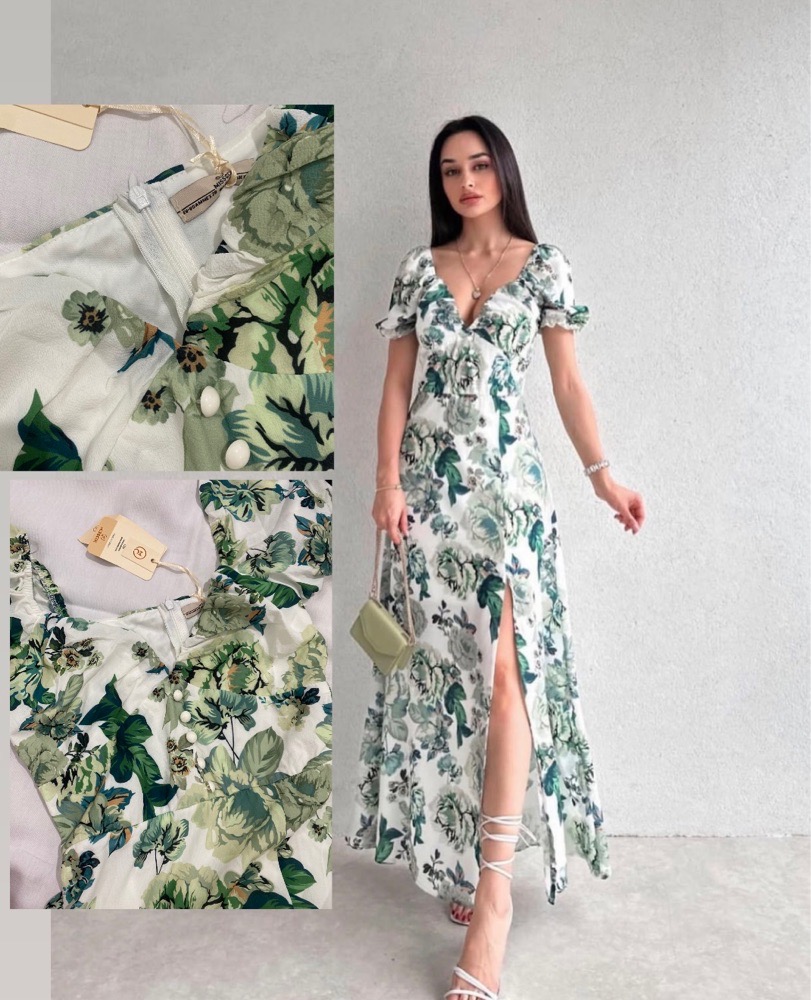 Robe fleuris en vert importé neuf
