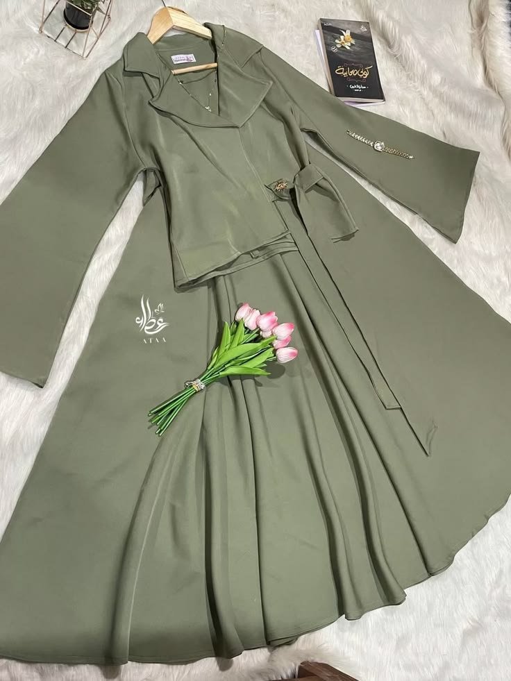 Chemise+ jupe, Vert et marron 