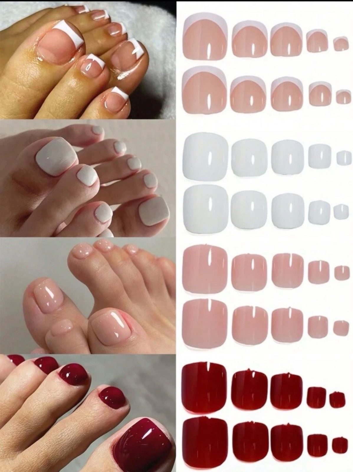 Faux ongles pieds ( 4 couleurs)
