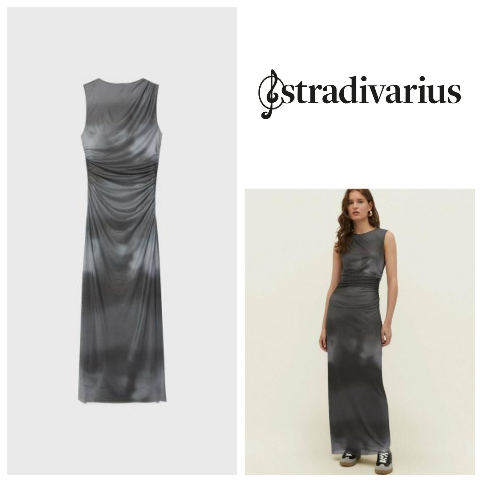 Robe en tulle imprimé Stradivarius
