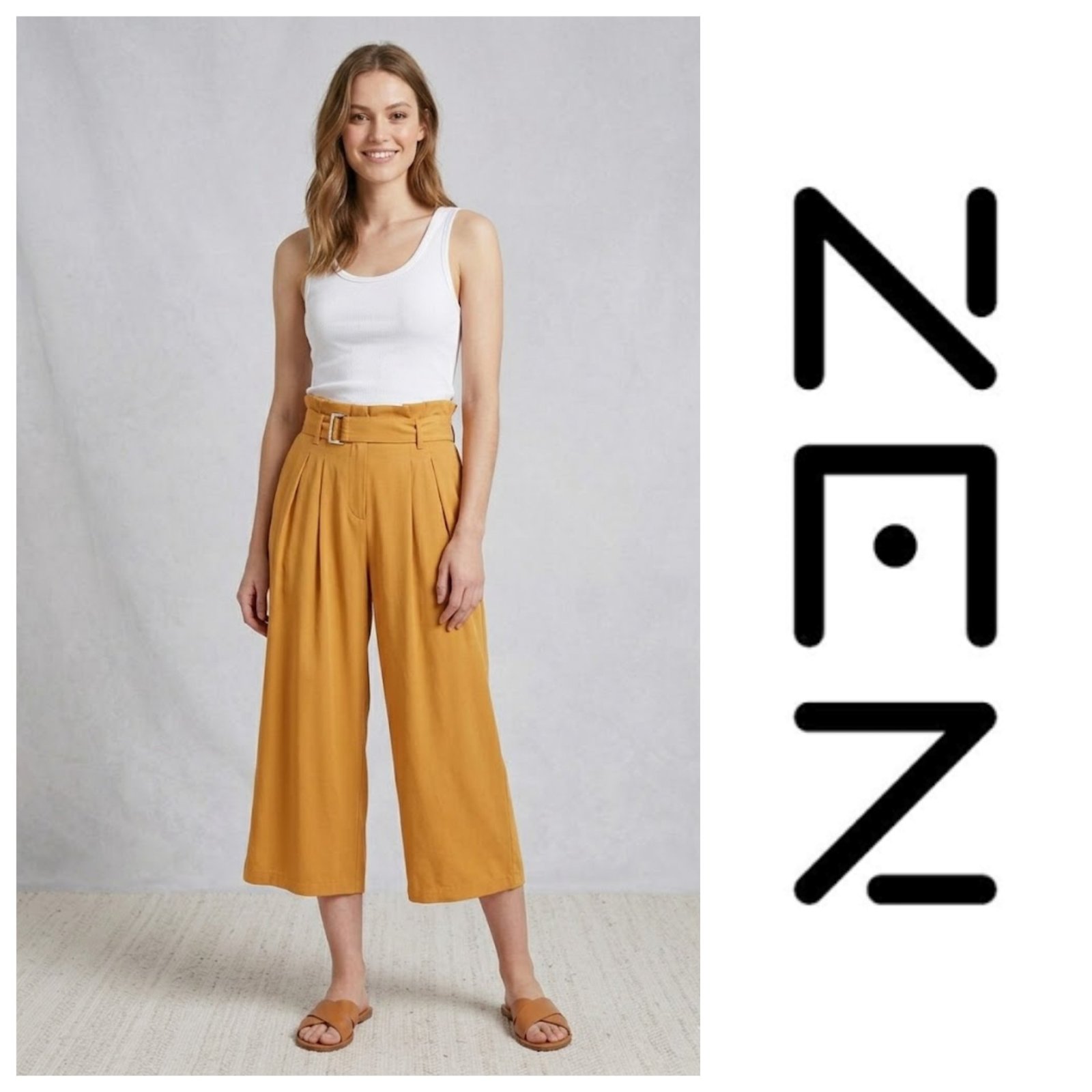 Pantalon large taille haute coupe culotte