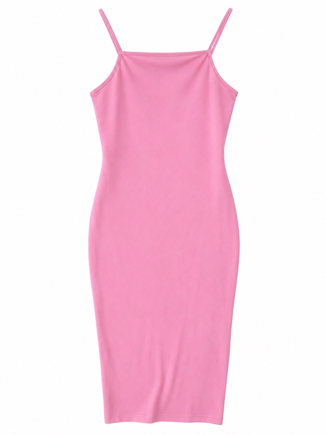 Une robe moulante rose de longueur midi