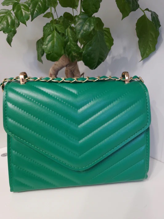 Sac à chevron vert sapin matelassé