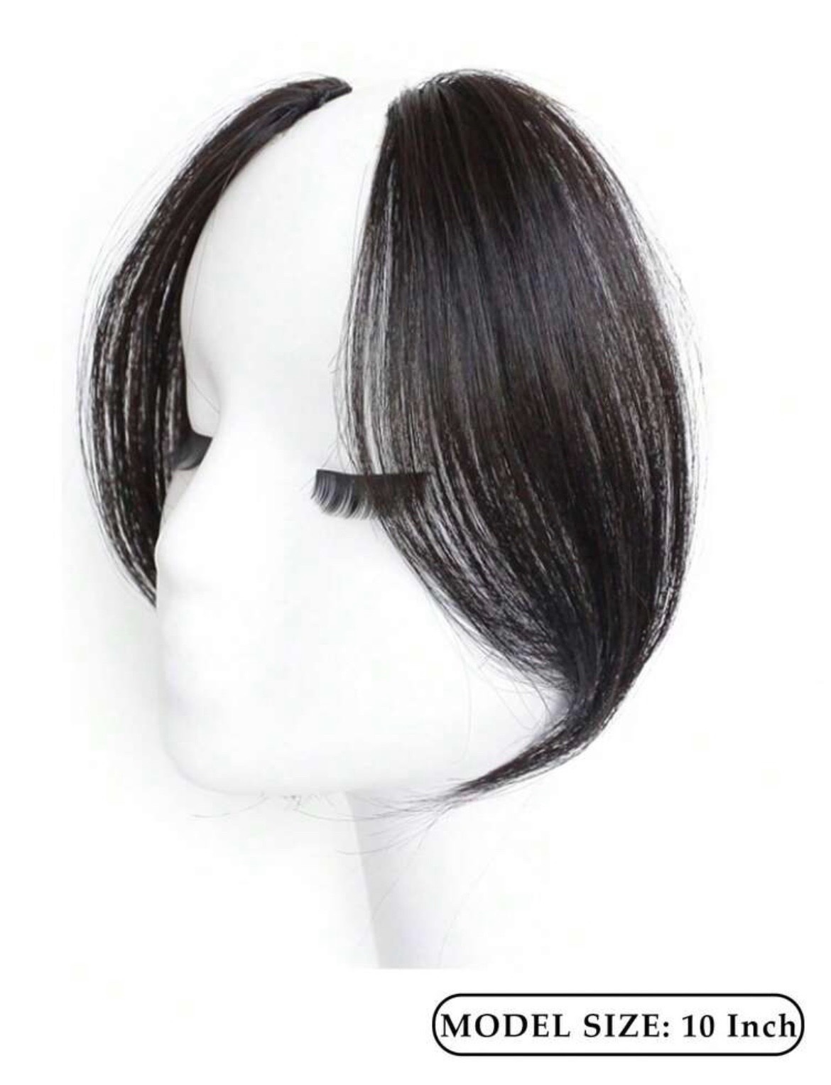 Women's Synthetic Wig, Natural Seamless Middle Part French Bangs With Forehead Hairpiece