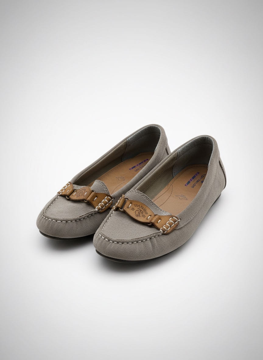 Tom Tailor stone grey suede moccasins