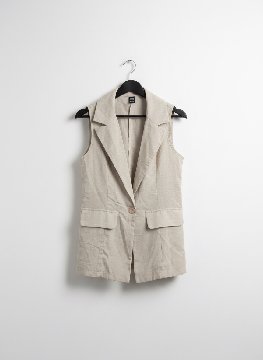 Shein neutral beige sleeveless tailored vest