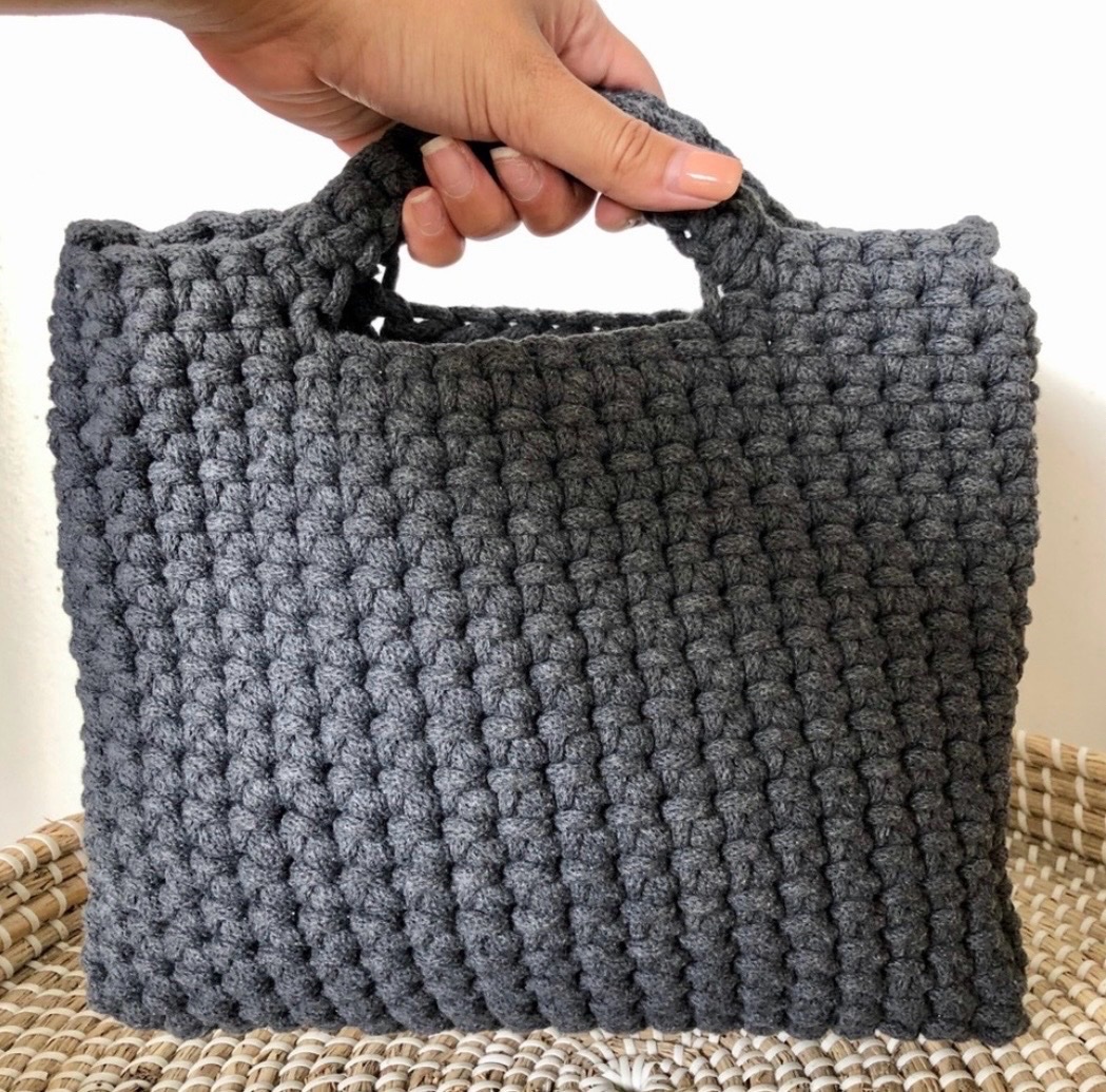 Square Crochet Knit Handbag
