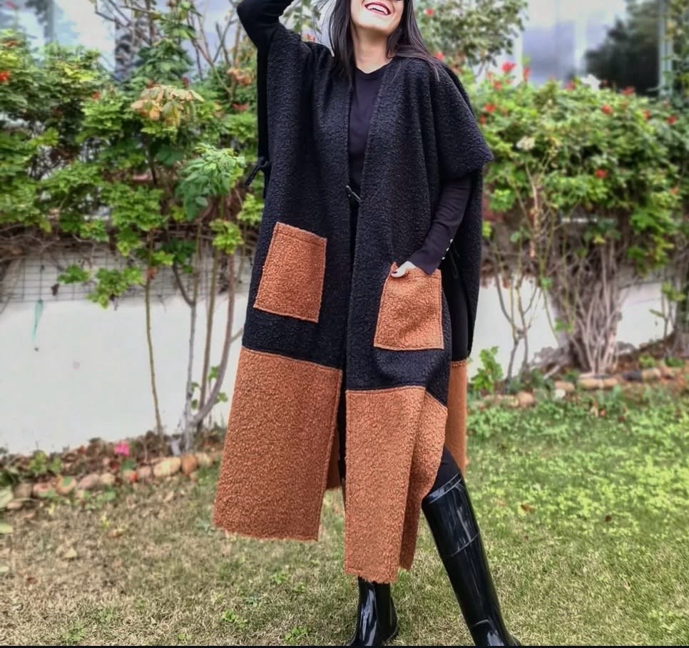 Poncho bicolore