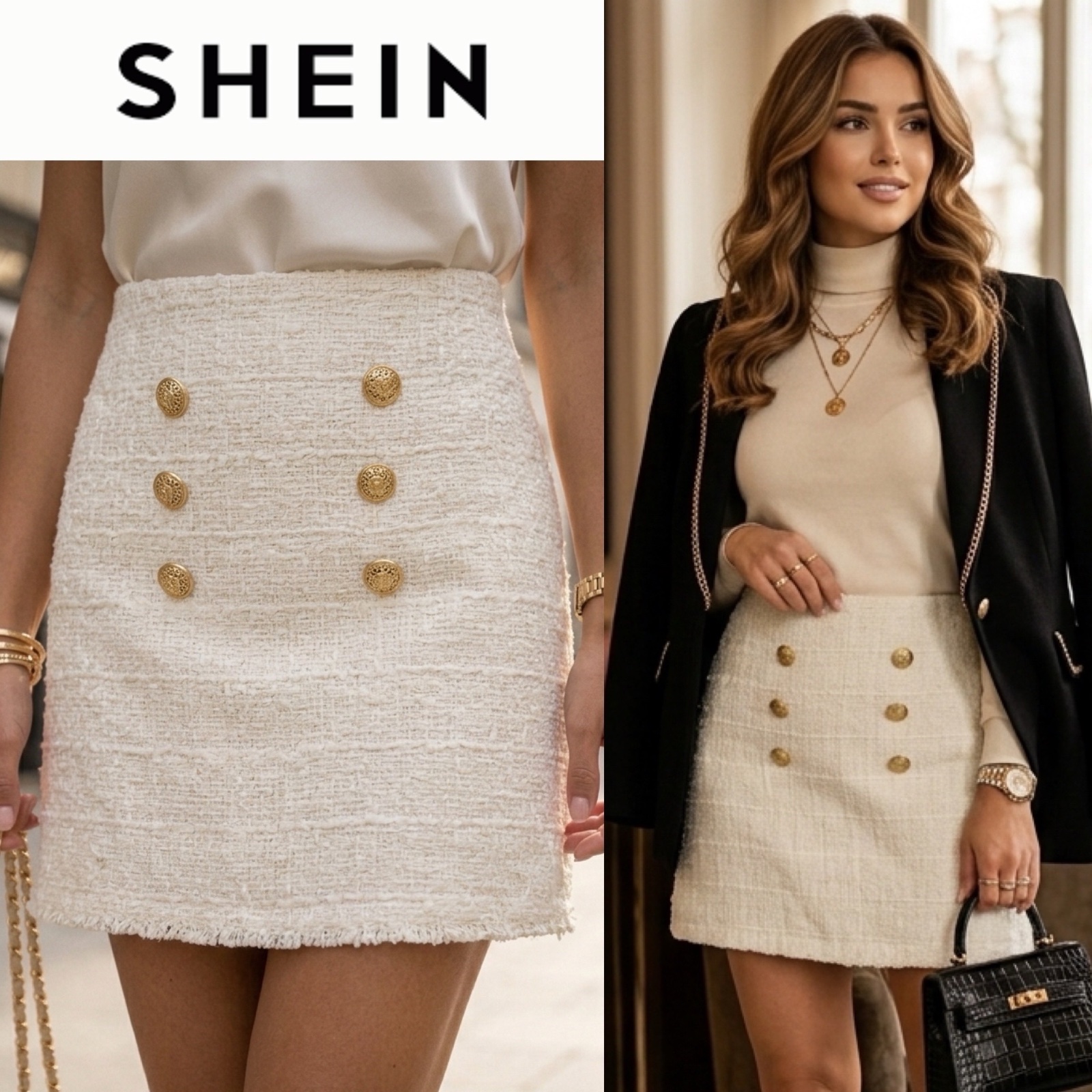 Beau jupe en tweed shein