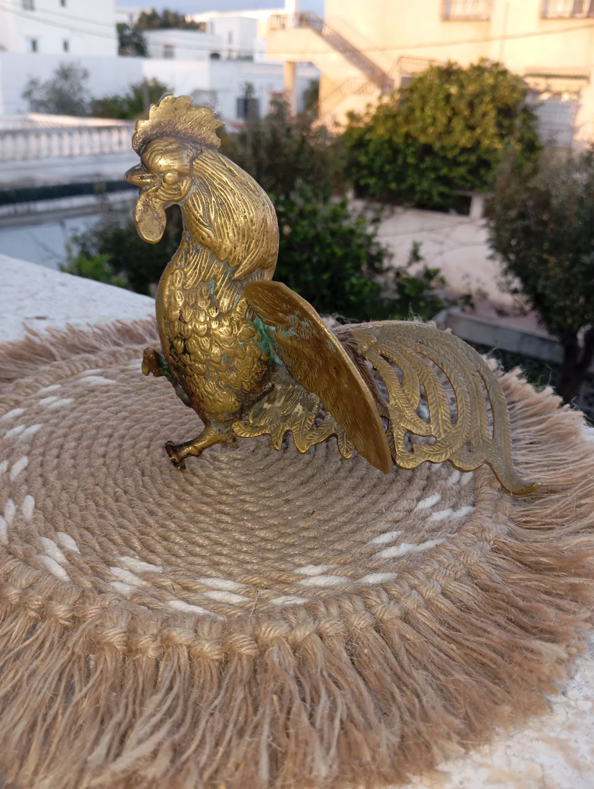 Rare et Somptueux Coq de Combat Vintage maximaliste en Véritable Laiton Ciselé 🐓⚜️