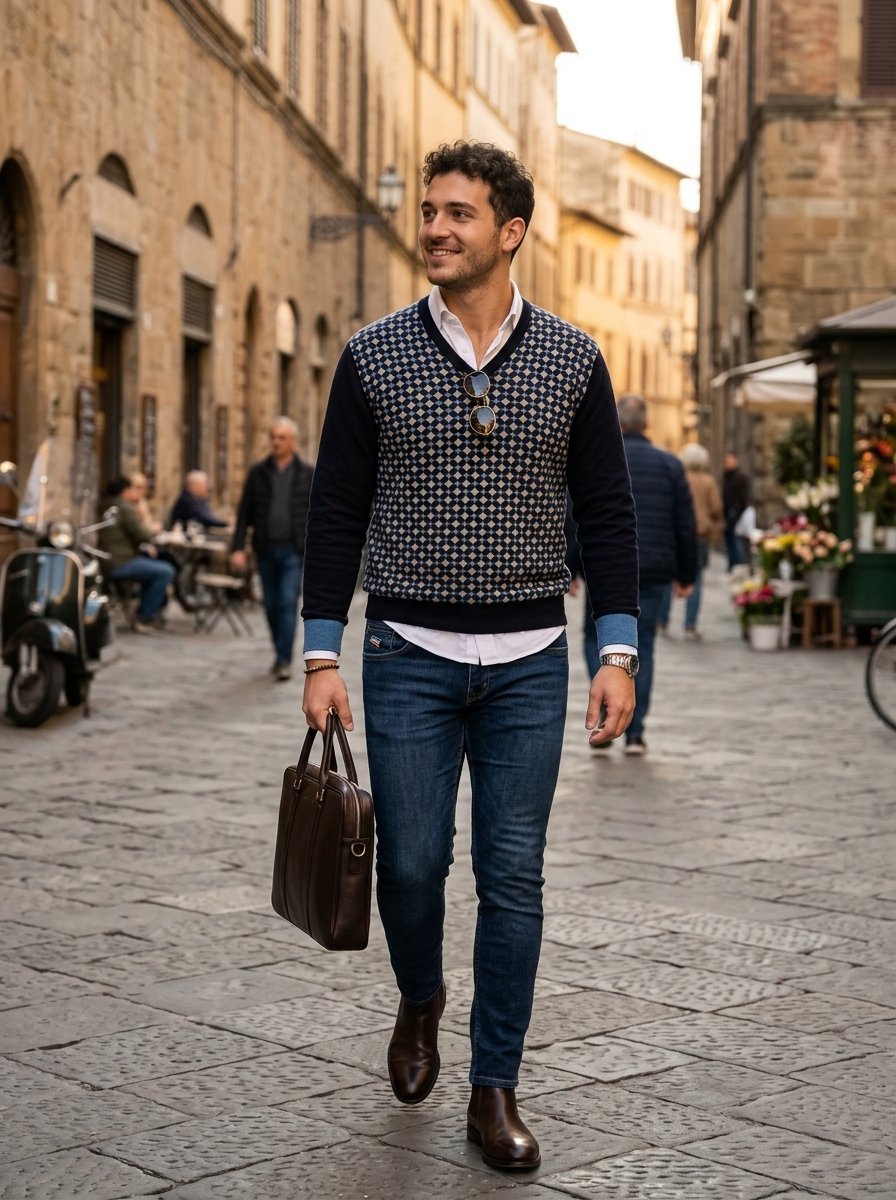 Pull de la marque italienne GAUDÌ en Laine Mérinos (Taille 54) – Style Italien Chic ! 🇮🇹