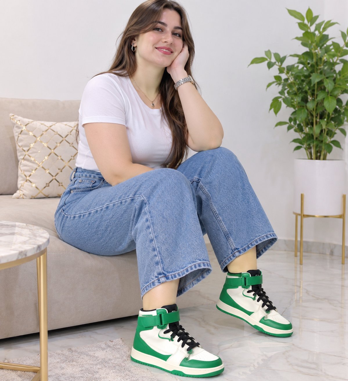 Baskets Montantes ZARA (Pointure 39) – Style Streetwear Vert & Blanc ! 👟