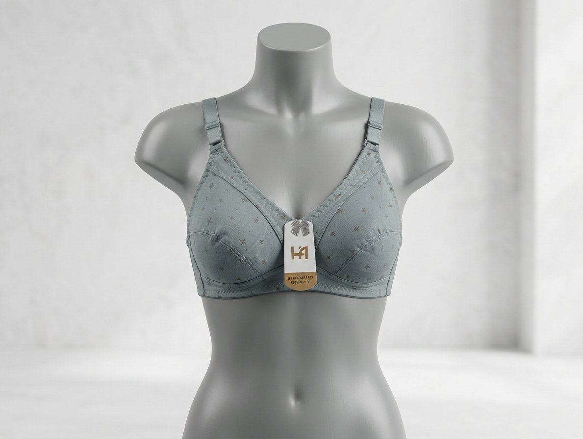 Soutien-gorge sans armatures en coton gris-bleu – NEUF AVEC ÉTIQUETTE