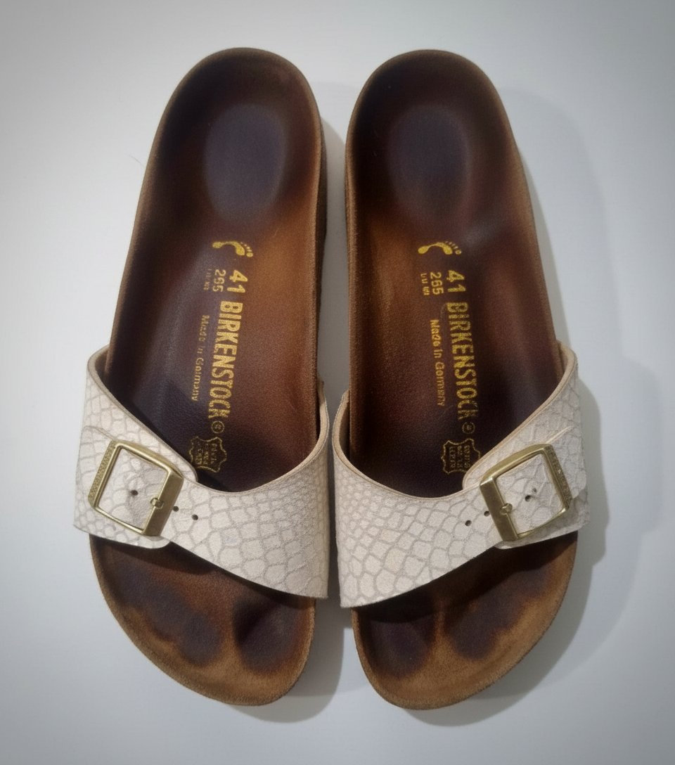 Sandales Birkenstock  Shiny Snake Cream Femme Sandales Birkenstock Madrid BF Shiny Snake Cream Femme