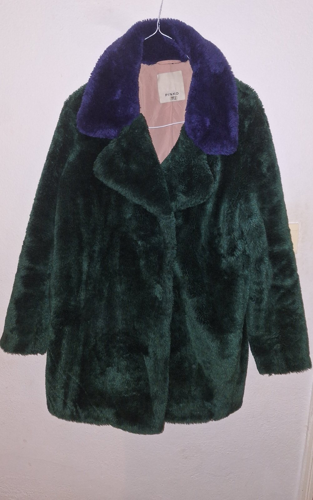 Pinko Stendino Double Breasted Faux Fur Coat