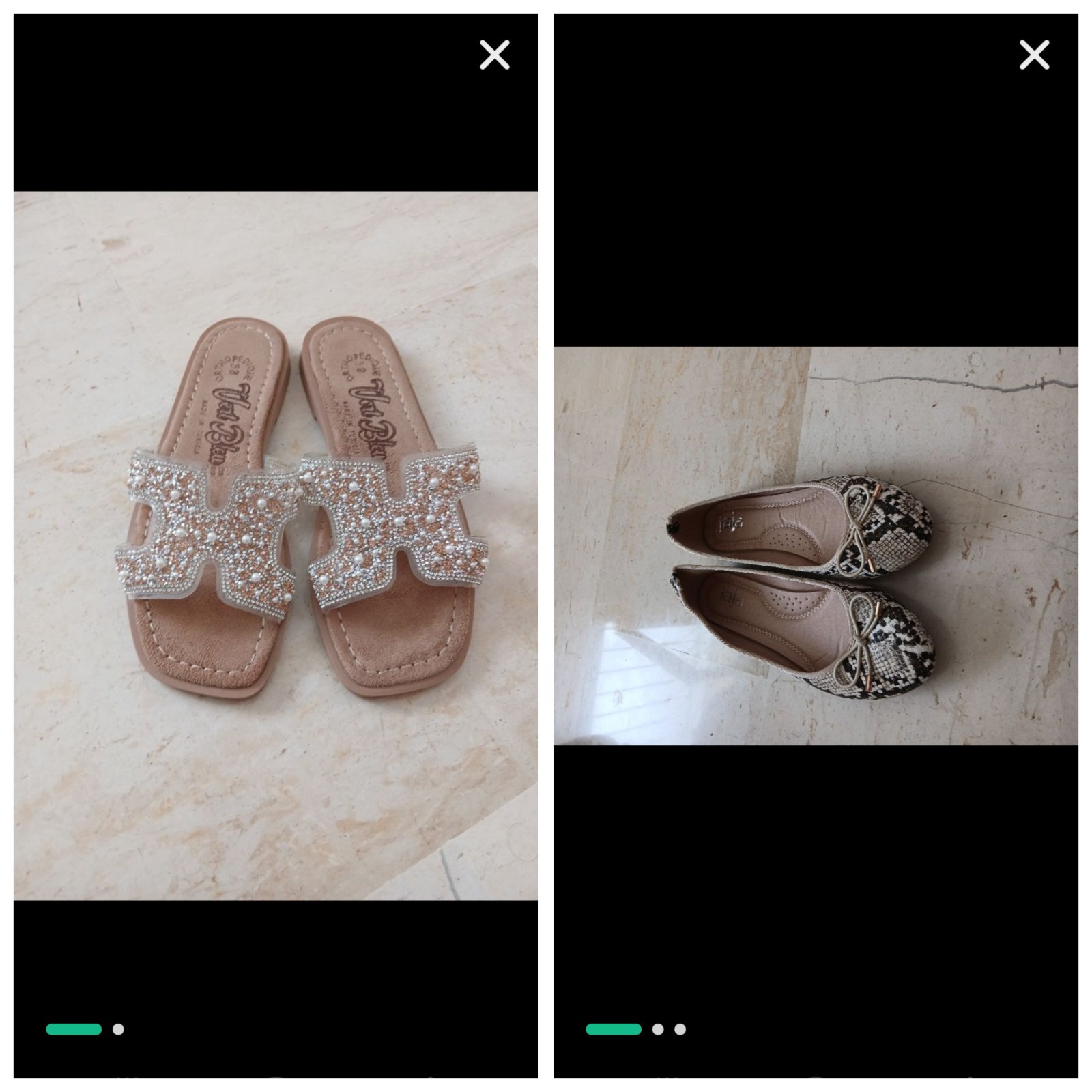 Un lot d'une ballerine et une claquette toute neuf faute de pointure 