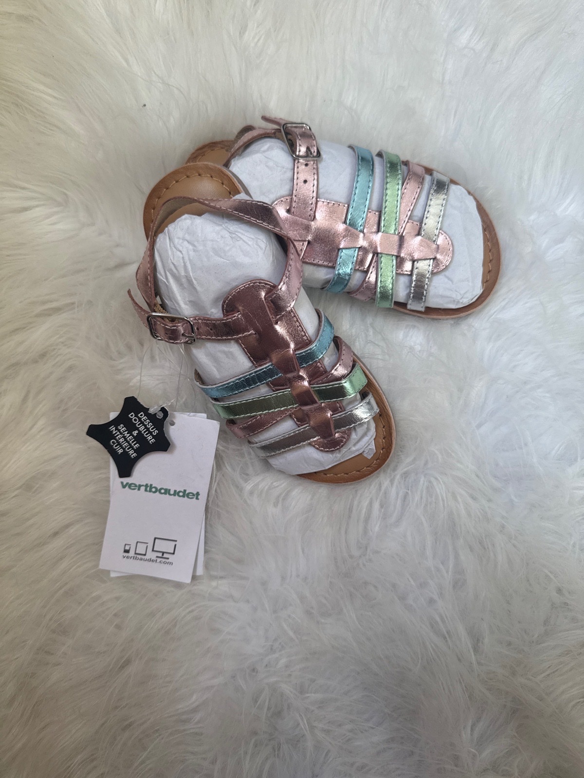 Sandal en cuir vertbaudet