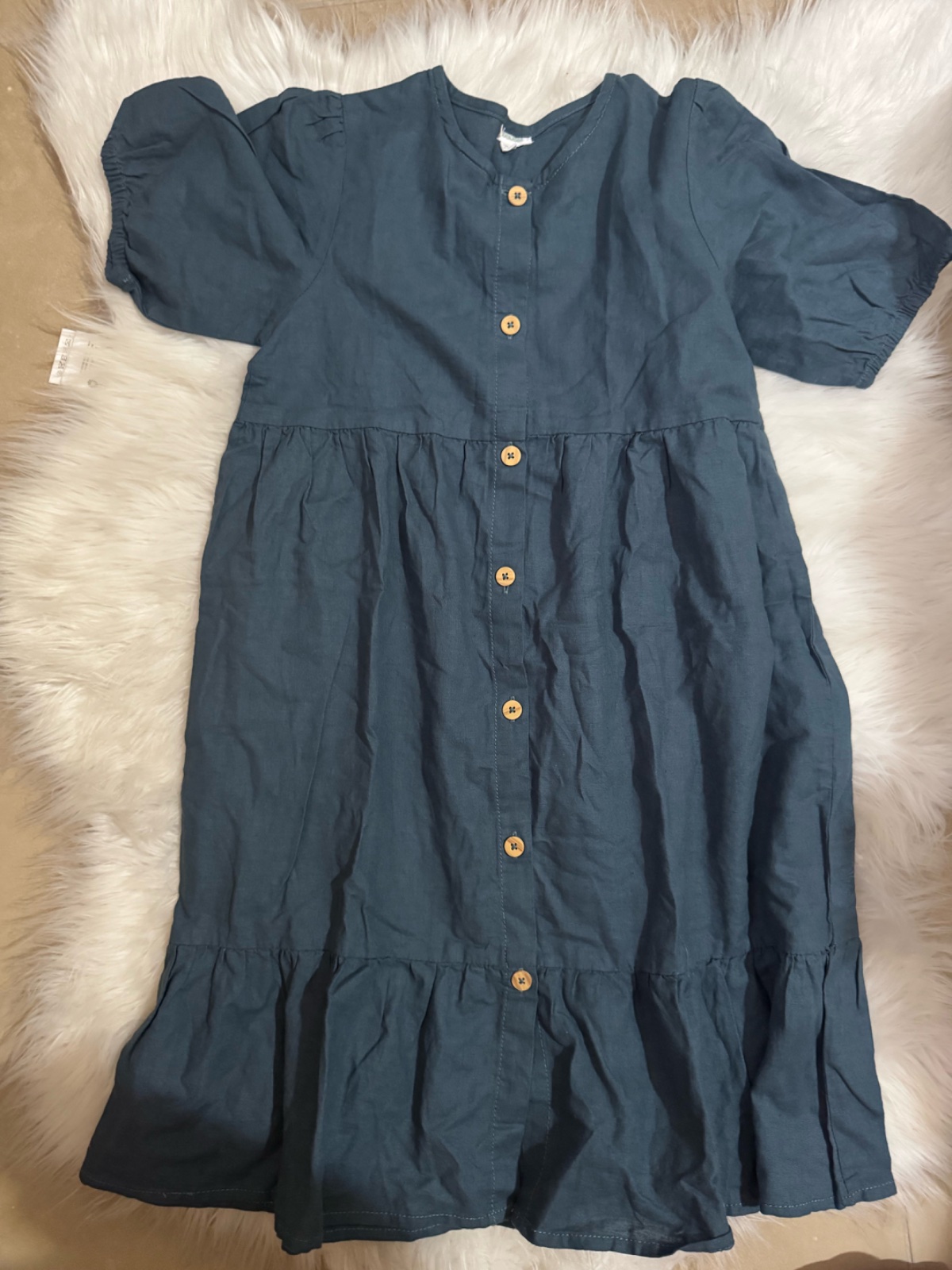 Robe bleu en lin verbaudet 9ans