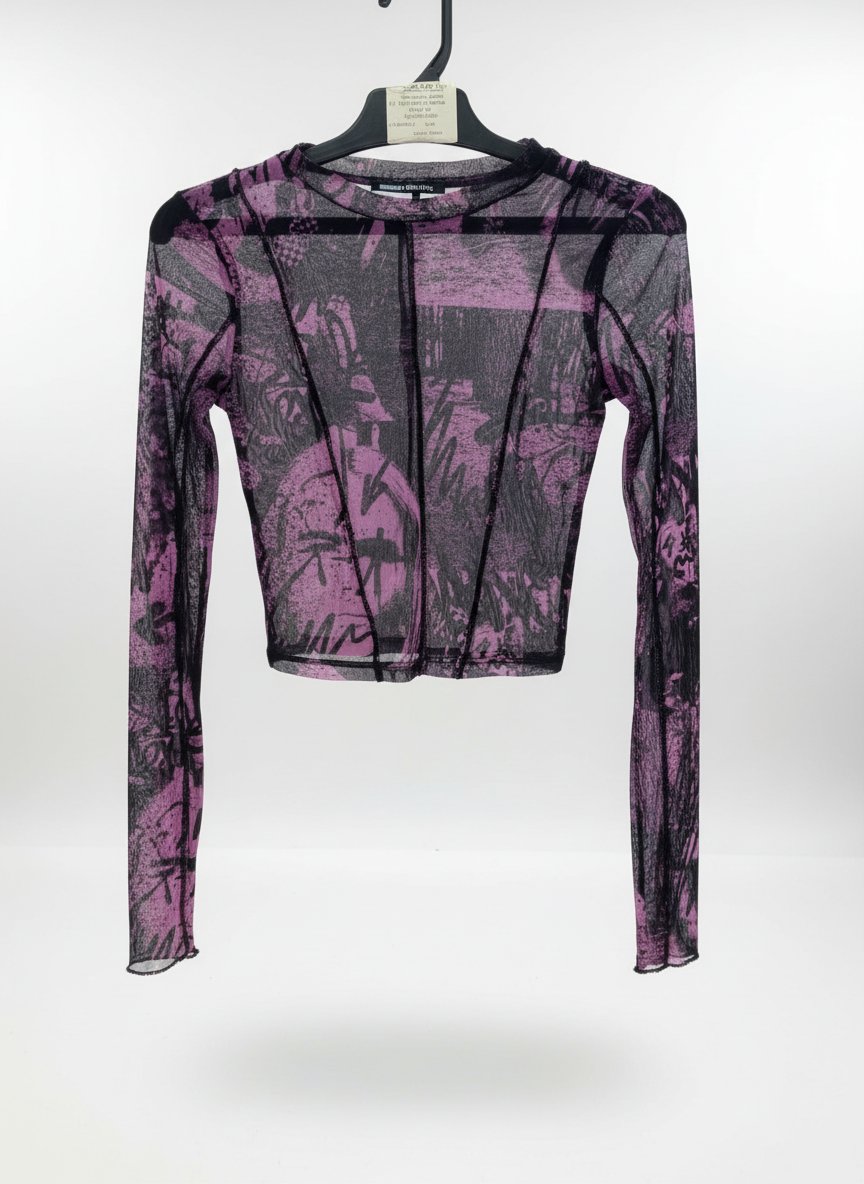 Top en mesh violet Benee x Bershka - Édition Limitée - Taille XS