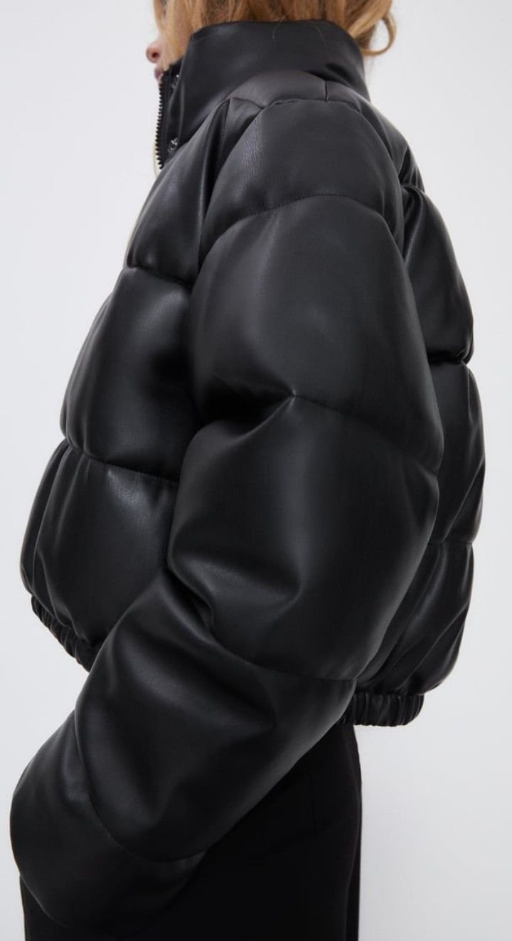 Doudoune matelassée noire en simili-cuir PRIMARK - Taille XL
