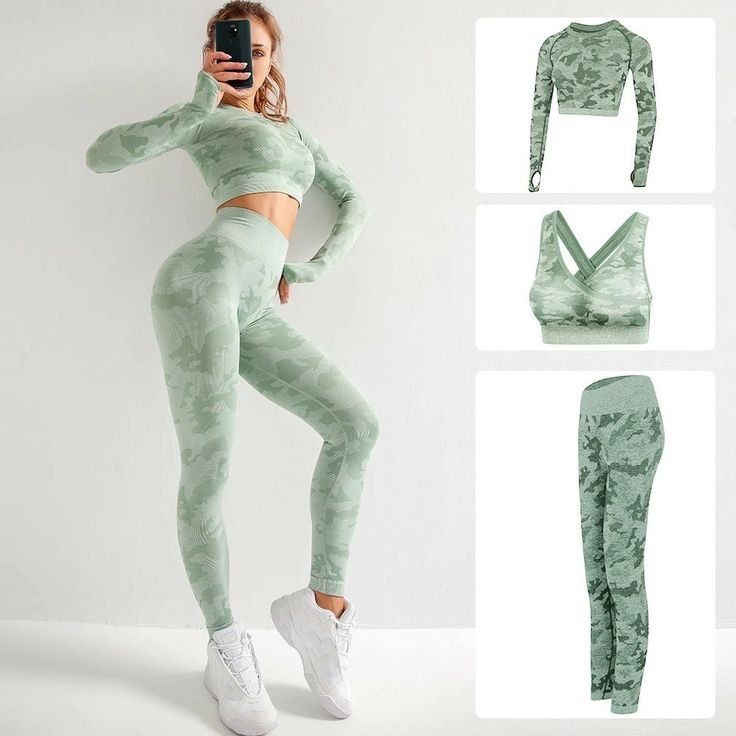 Crop top de sport Gymshark Seamless - Taille M - Camo Vert Kaki