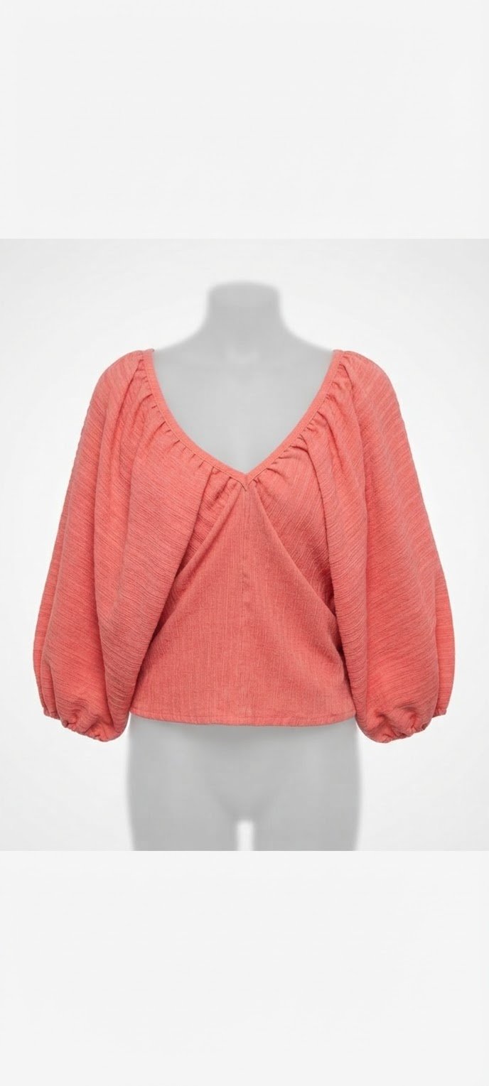 Blouse fluide corail à manches chauve-souris ZARA - Taille L (40)