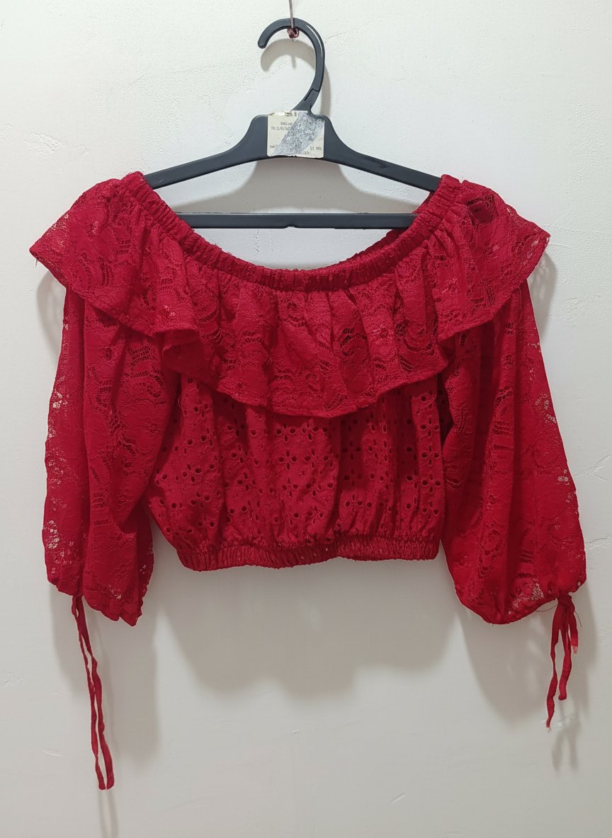 Crop top en dentelle rouge Mc Lorene - Taille S/M