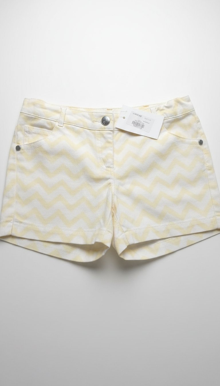 Short neuf jaune et blanc en zigzag