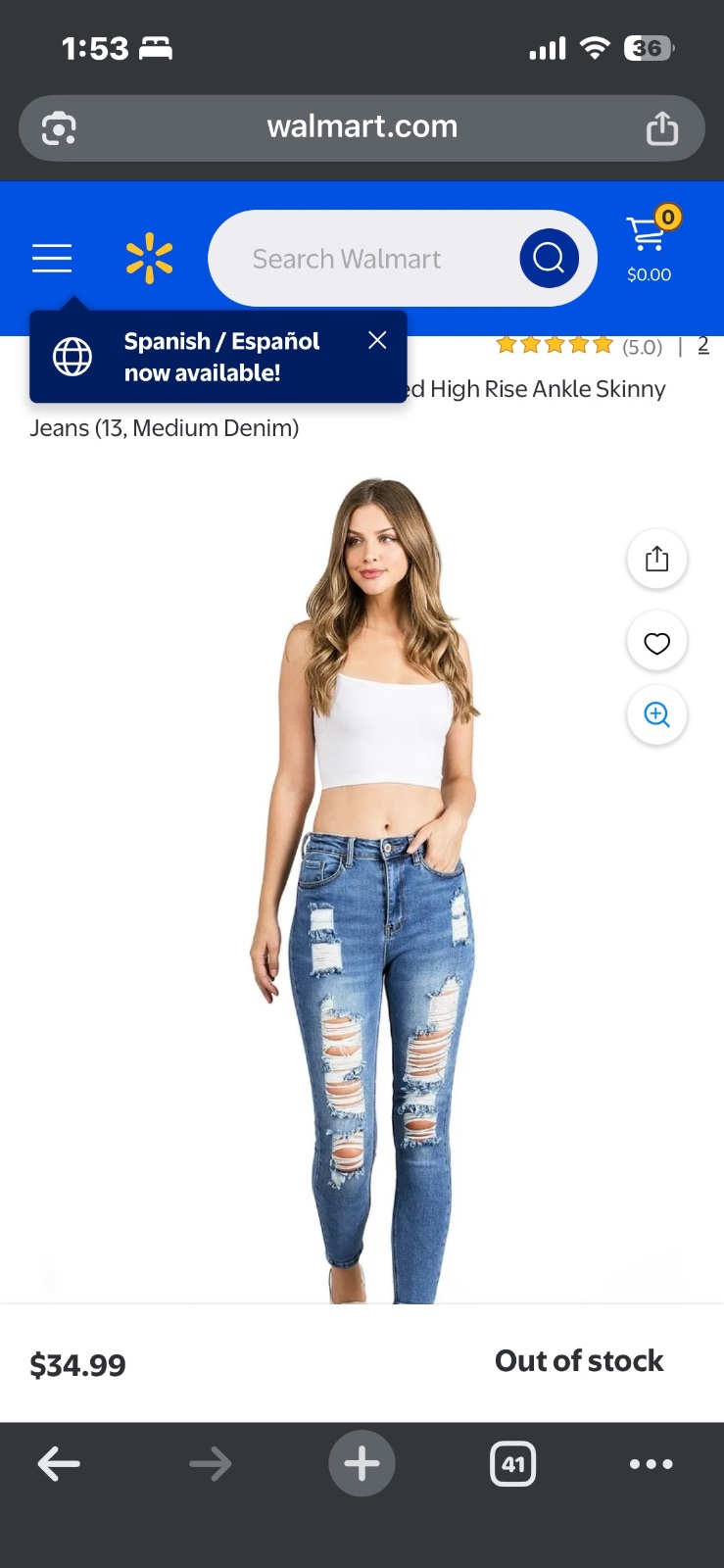 Wax Jean Women's Juniors Distressed High Rise Ankle Skinny Jeans
