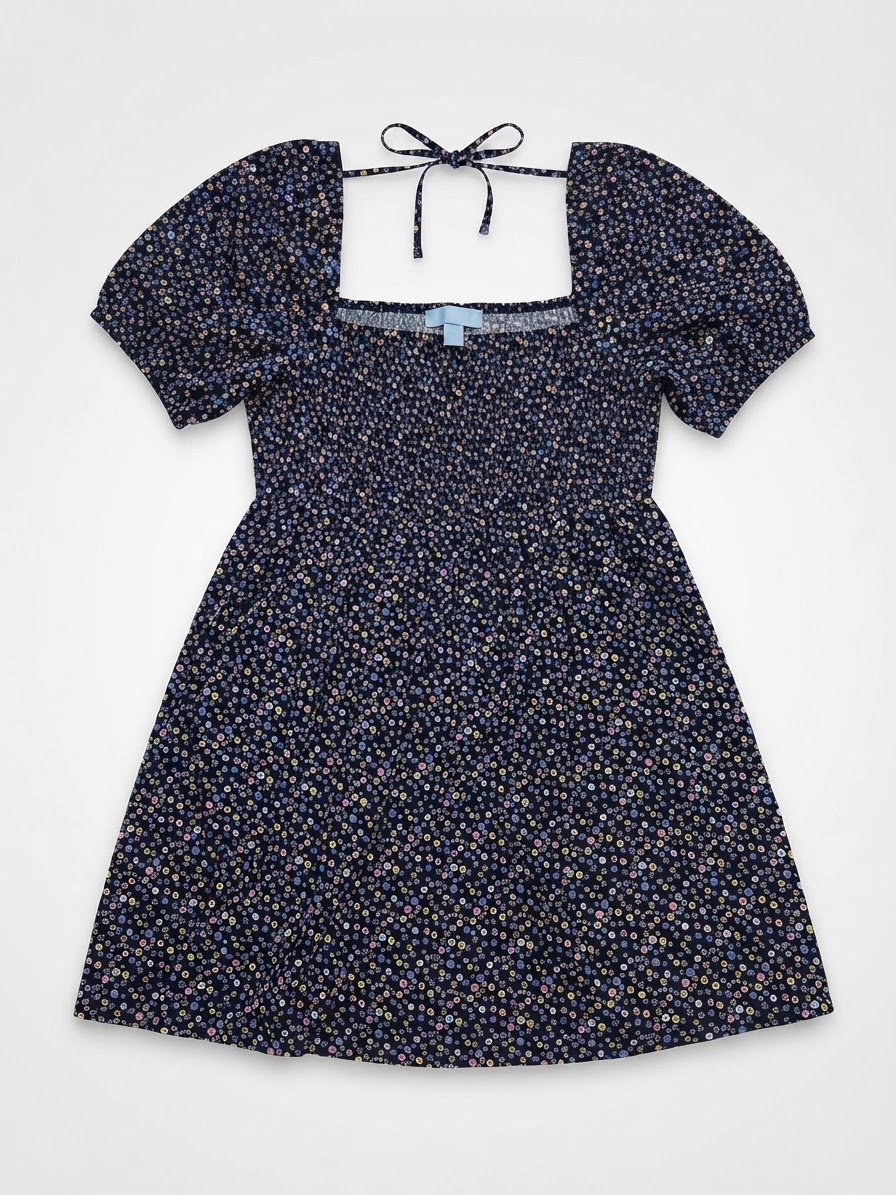 Robe fleurie bleu marine 🌸