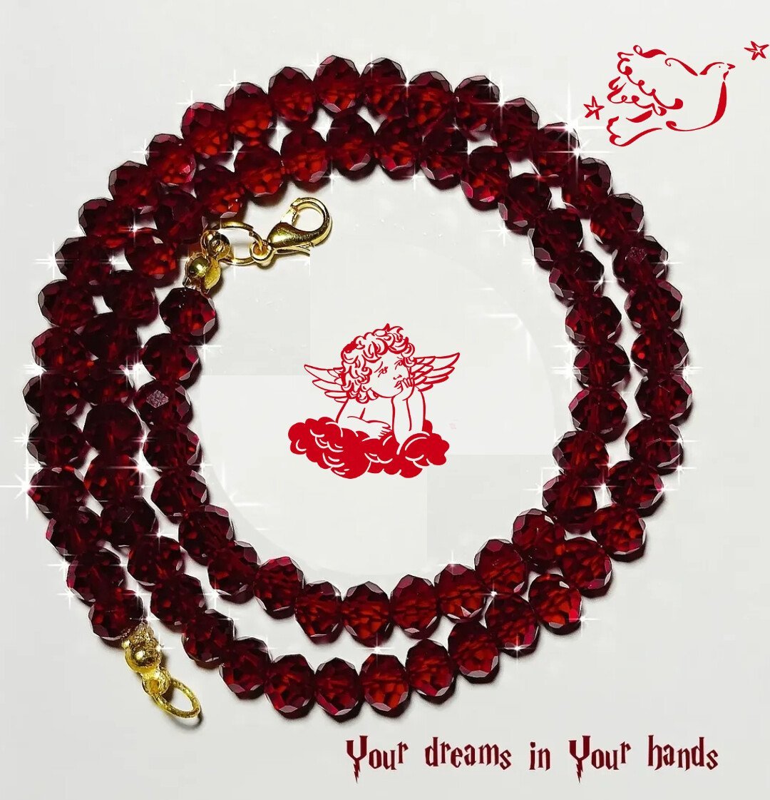 Bloody red crystal necklace 