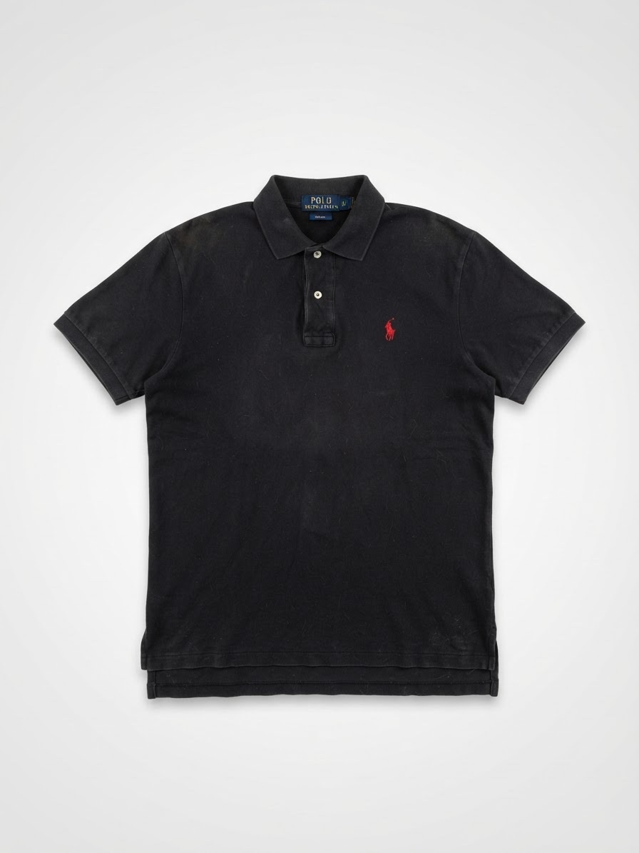 🏇 Polo Ralph Lauren – Polo Noir Custom Fit (Logo Rouge) – Taille M