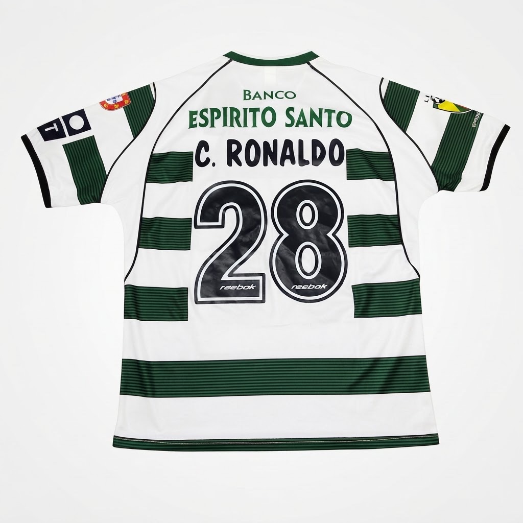 ⚽ Maillot Vintage Sporting CP - C. Ronaldo #28 👑 (Taille M)