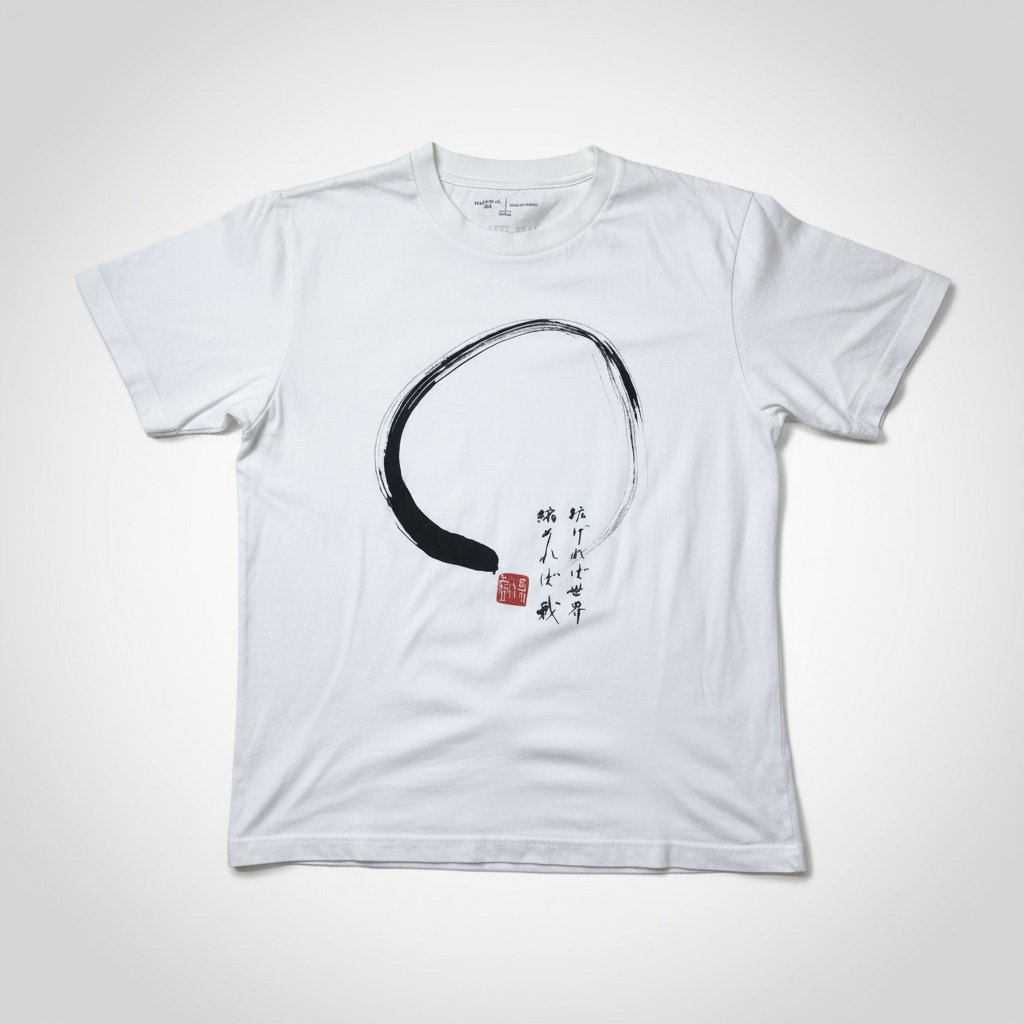 T-shirt blanc Uniqlo "Peace for All" - Motif Calligraphie Zen - S