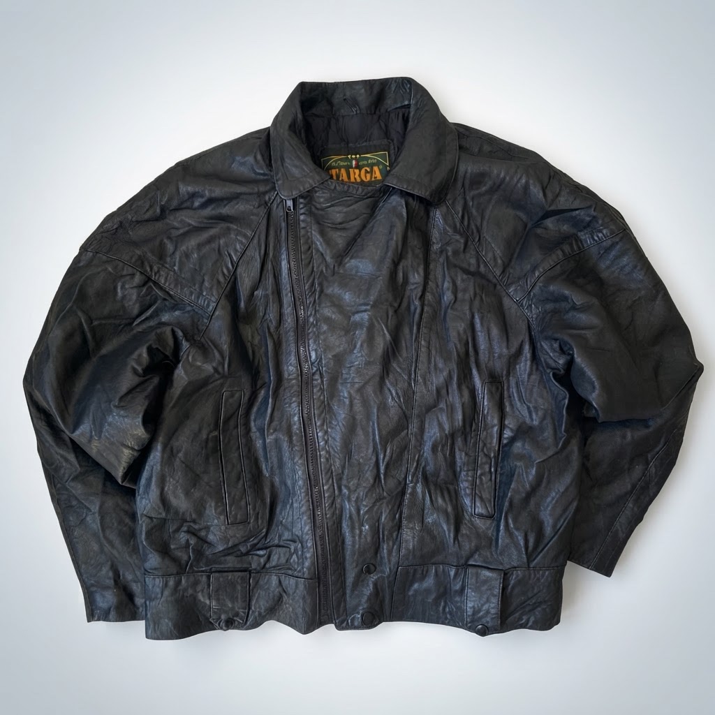 Veste en Cuir Vintage TARGA - Vera Pelle (Made in Italy) 🏍️🖤