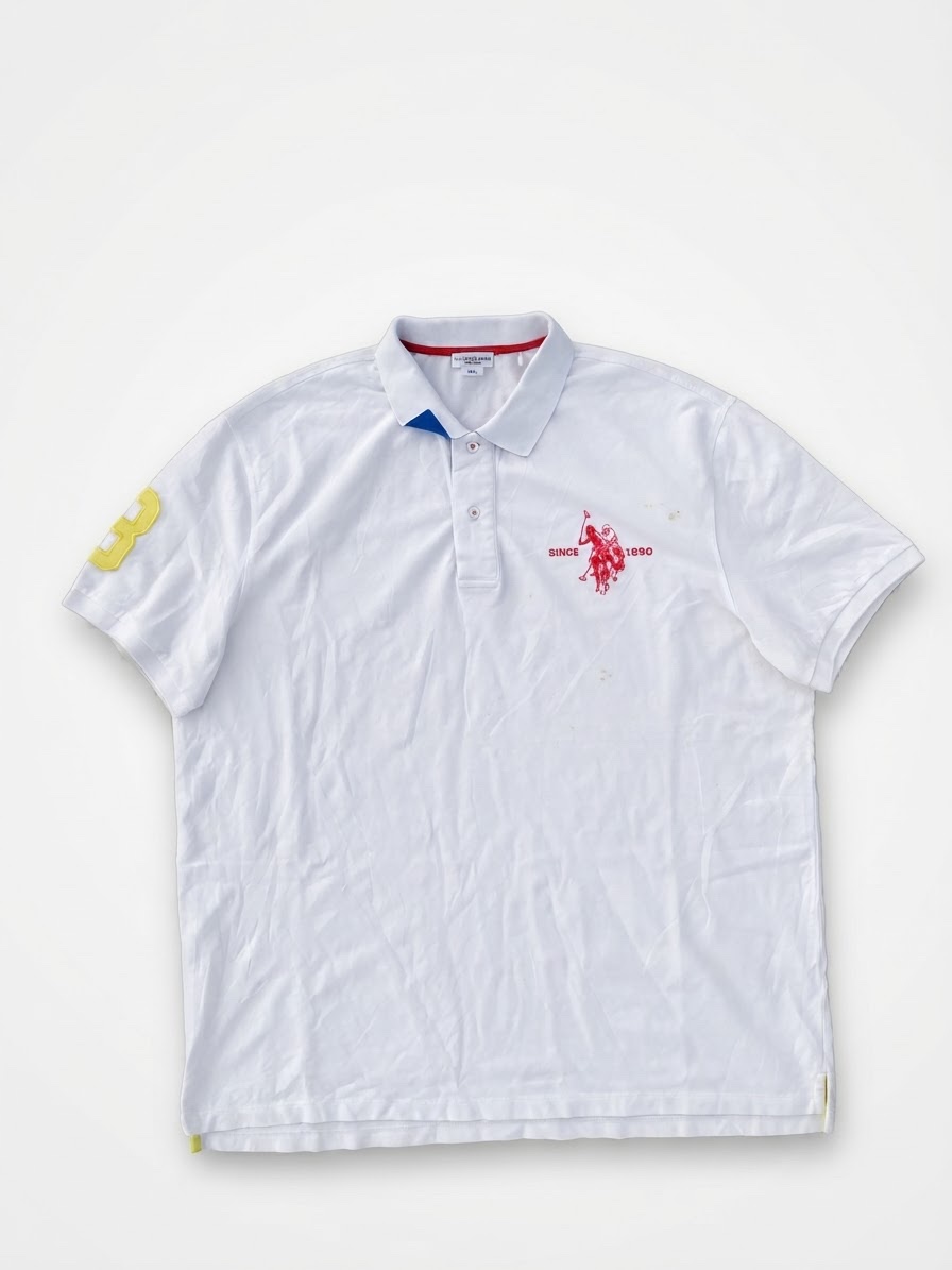 🏇 U.S. Polo Assn. – Polo Blanc Big Logo & Patch 3 – Taille XXL