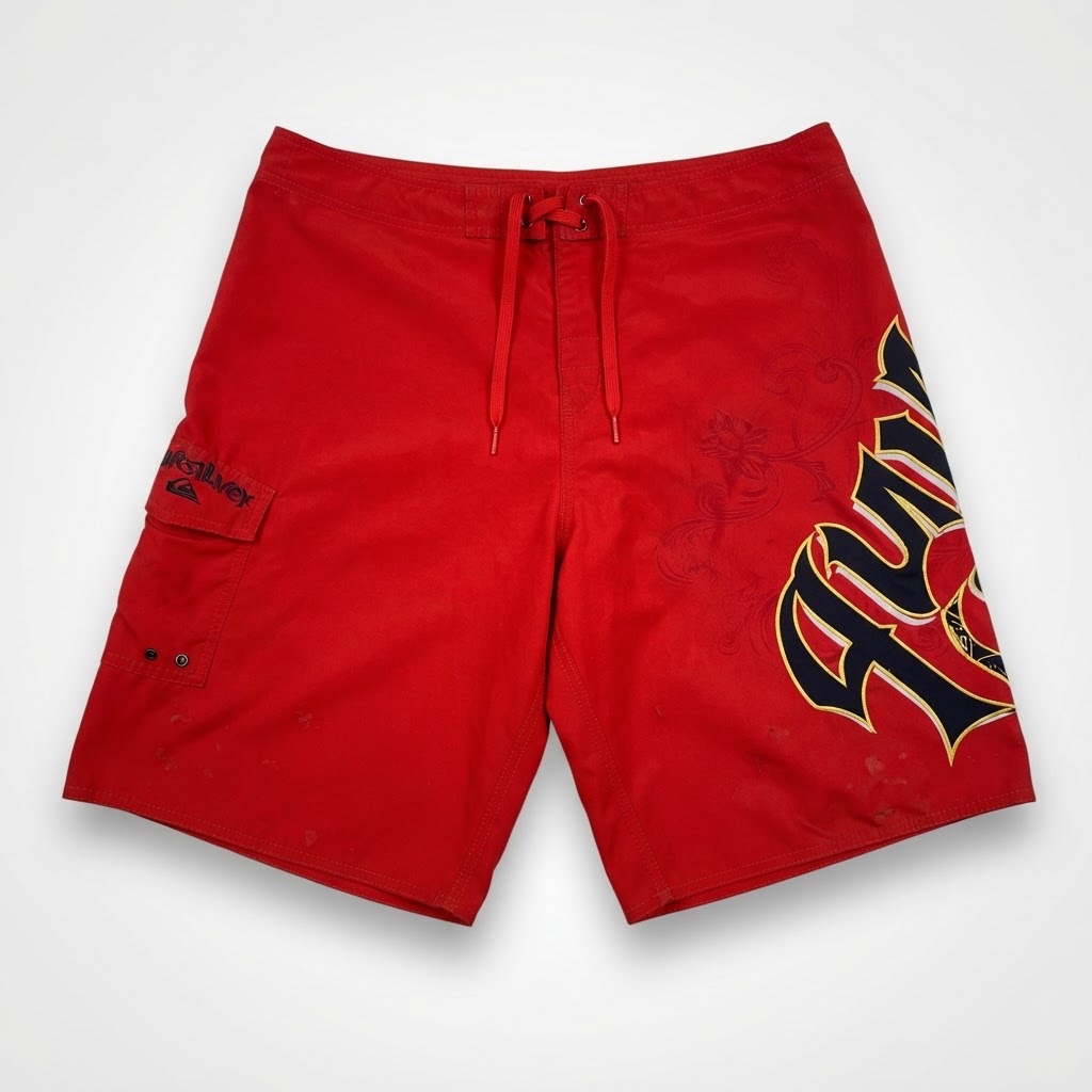 🏄‍♂️ Boardshort / Short de bain Quiksilver Rouge 🌊 (T33)