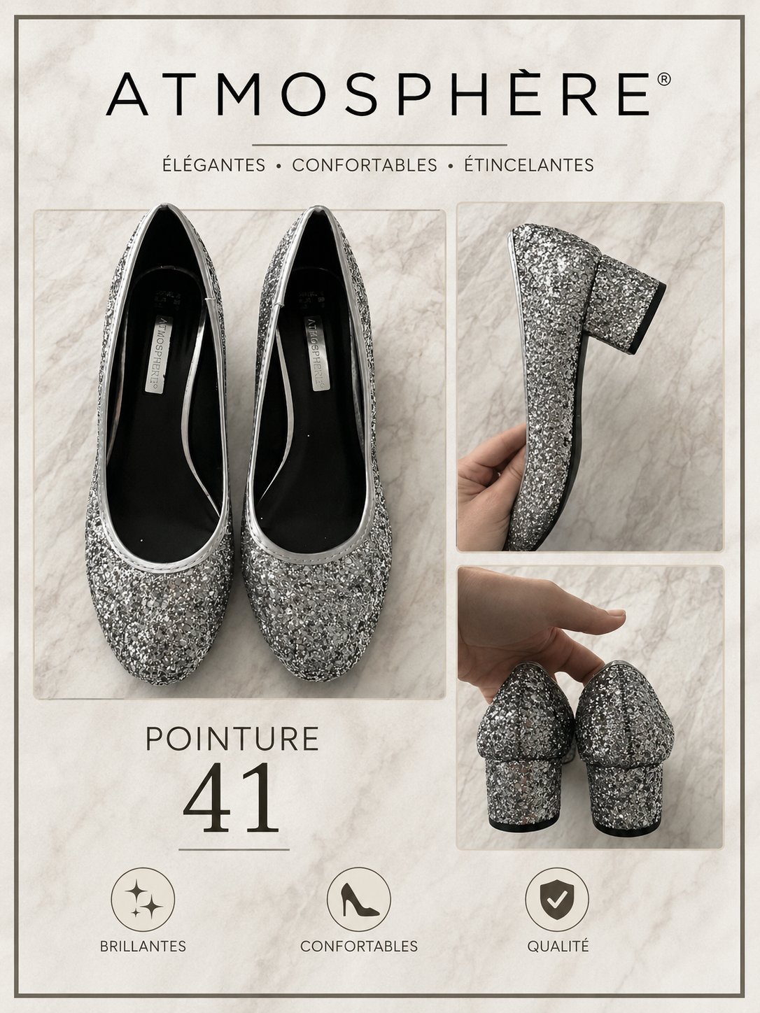 Escarpins argentés paillettes